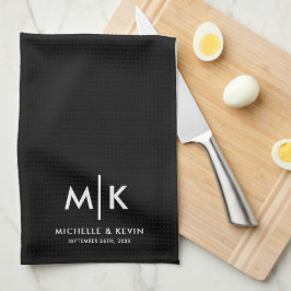 Anpassningsbara moderna vigselmonogram initialer s kökshandduk