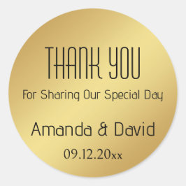 Anpassningsbara namn- och datumguld tackfavoritagg runt klistermärke