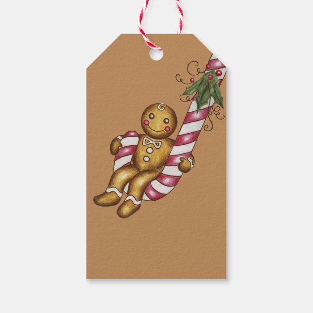 Anpassningsbara presentbrickor för julgodis i form presentetikett (Baksidan)