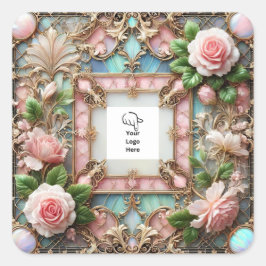 Anpassningsbara ramrosor förpackningsklistermärken fyrkantigt klistermärke