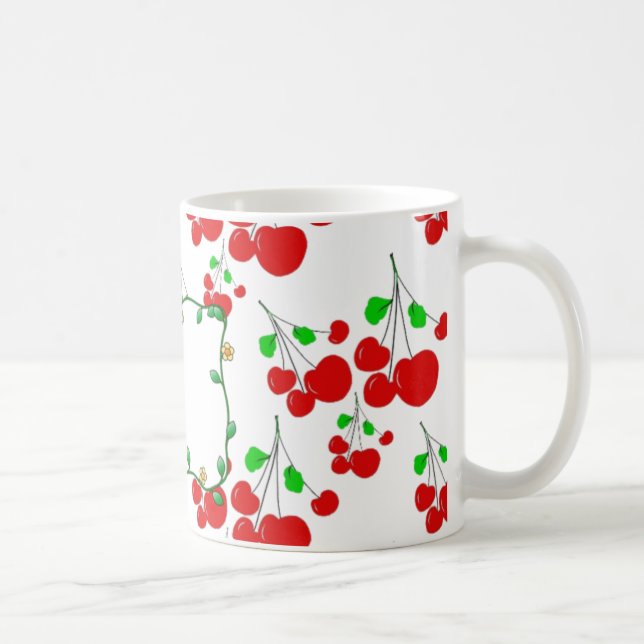 Anpassningsbara röda körsbärsmönstratillbehör Leah Kaffemugg (Höger)