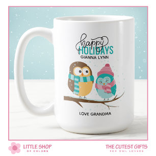 Anpassningsbara vinterugglor jul helgdag kaffemugg