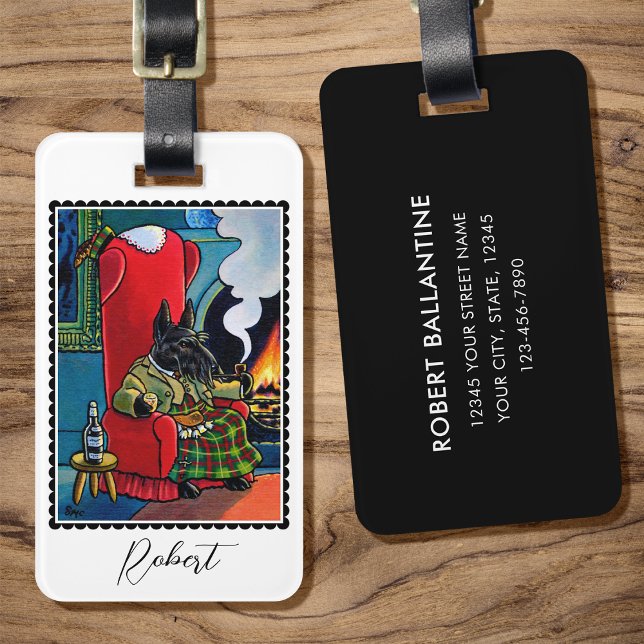 anpassningsbarna "A wee dram" Scottish Terrier Hun Bagagebricka (Skapare uppladdad)