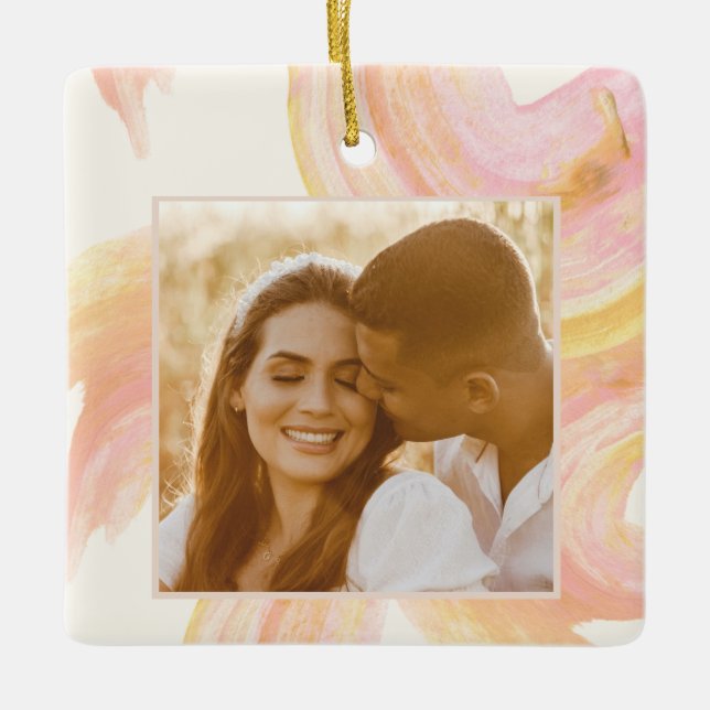 Anpassningsbarna abstrakt med vattenfärgspersiennf julgransprydnad keramik (Framsida)