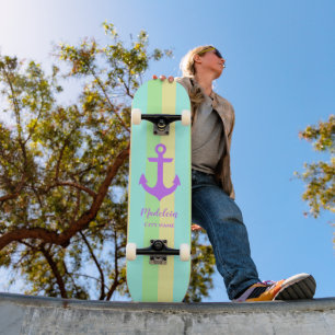 Anpassningsbarna Aesthetic Nautical Pastel Färg Ra Mini Skateboard Bräda 18,5 Cm