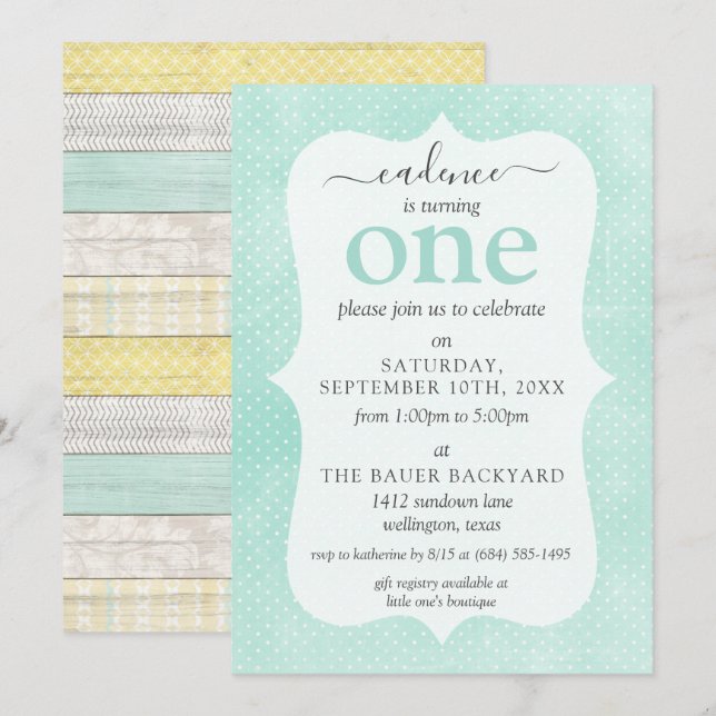 Anpassningsbarna Ålder vid myntålder och Gult Inbjudningar (Fram/baksida)