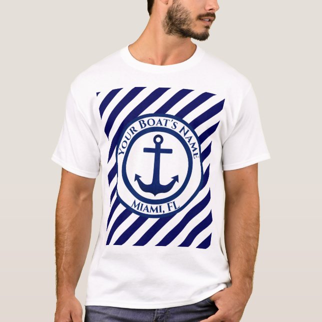 Anpassningsbarna Anchor Frimärke och Diagonal Rand T Shirt (Framsida)