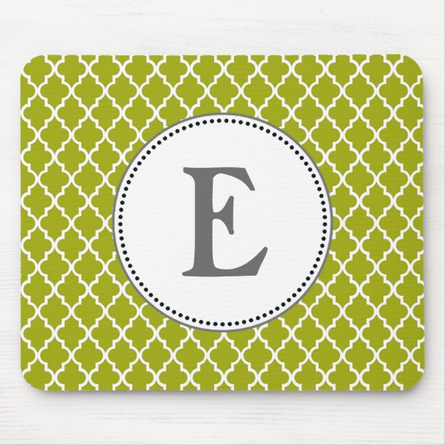 Anpassningsbarna anpassar lime quatrefoil monogram musmatta (Framsidan)