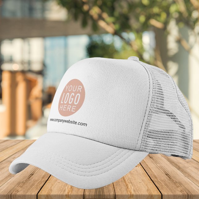 Anpassningsbarna Anställda på din Logotyp och webb Keps (Business Logo Circle Beige White Trucker Hat)
