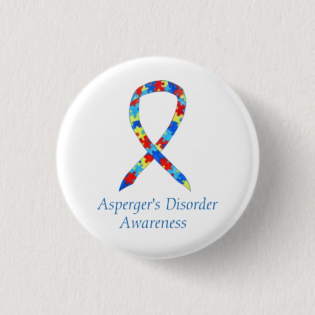 Anpassningsbarna Aspergers Disorder Ribbon Art Sti Knapp (Framsida)