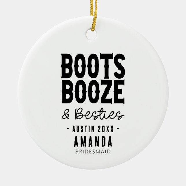 Anpassningsbarna Austin Bachelorette Boots Sprit B Julgransprydnad Keramik (Framsidan)