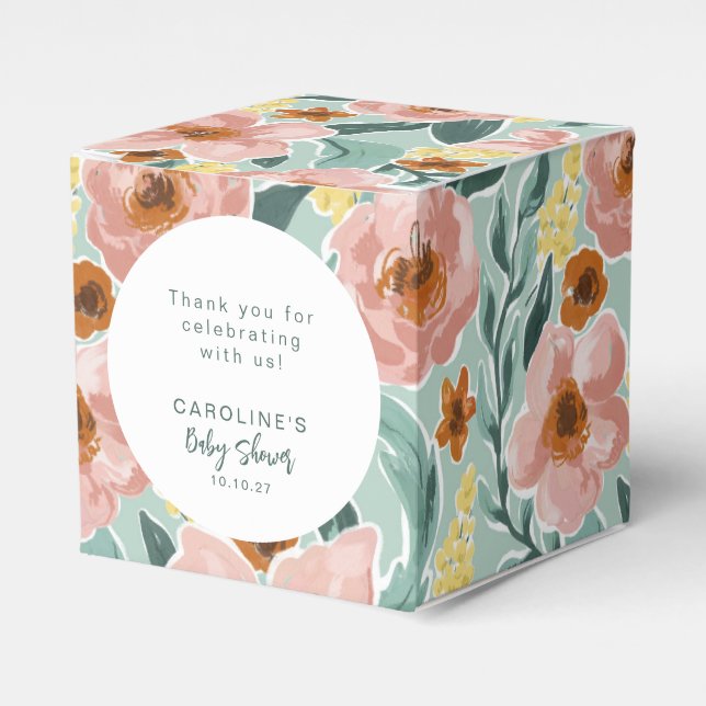 Anpassningsbarna Baby Shower för Mint Sage Rosa Bl Presentaskar (Framsidan Sidan)