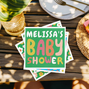 Anpassningsbarna BABY SHOWER Groovy COLORFUL Pappersservett