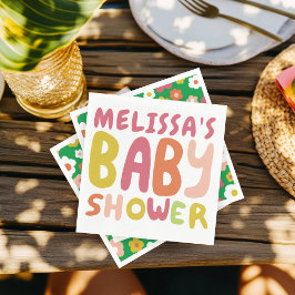 Anpassningsbarna BABY SHOWER Groovy COLORFUL Pappersservett