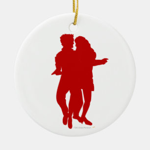 Anpassningsbarna Bachata Latin Dancers Silhouette Julgransprydnad Keramik