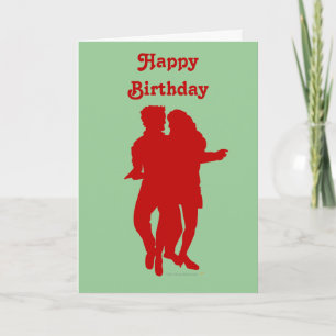 Anpassningsbarna Bachata Latin Dancers Silhouette Kort