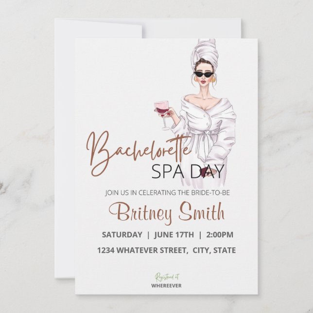 Anpassningsbarna Bachelorette Spa Party Inbjudningar (Framsida)