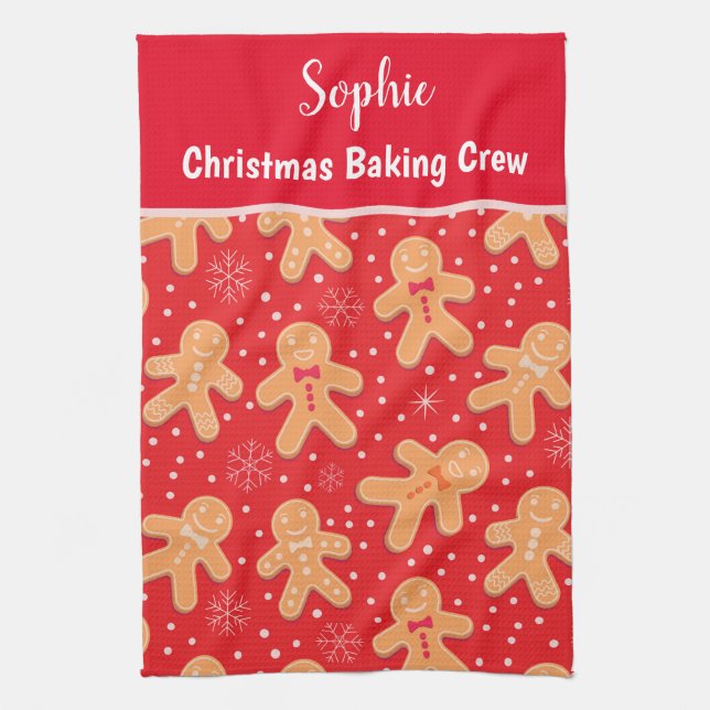 Anpassningsbarna Baking Crew  Pepparkaksgubbe cook Kökshandduk (Vertikal)