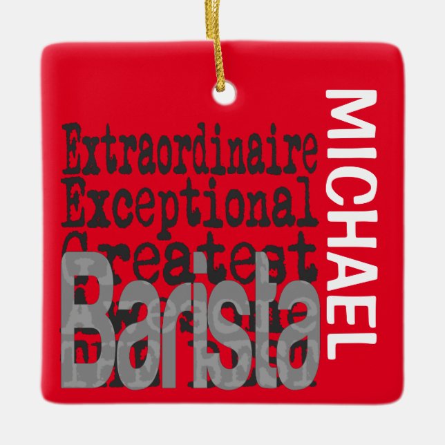 Anpassningsbarna Barista Extraordinaire Julgransprydnad Keramik (Framsida)