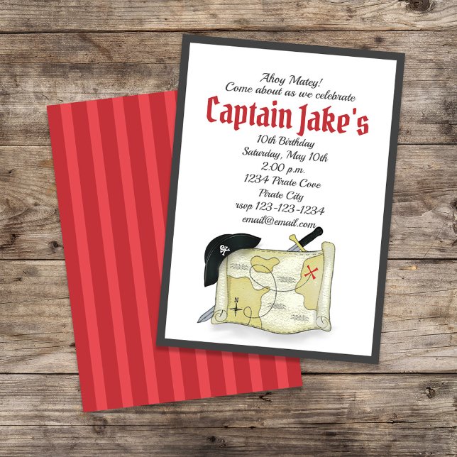 Anpassningsbarna Barns födelsedag Party Coola Pira Inbjudningar (Captain Jake's birthday party invitation template.)