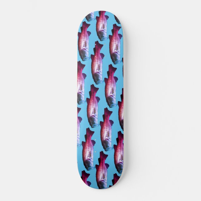 Anpassningsbarna Bass Fish Bright Blue Boys Mini Skateboard Bräda 18,5 Cm (Framsida)