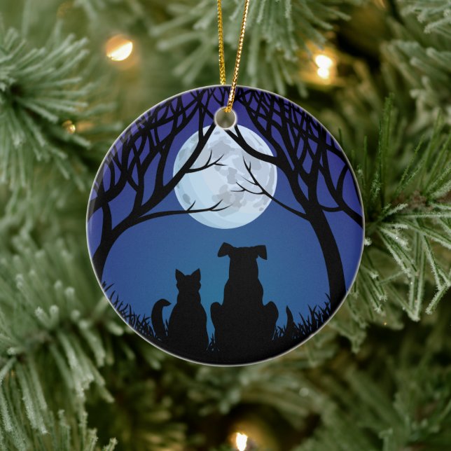 Anpassningsbarna Bästa vänner för Kat & Hund - Orn Julgransprydnad Keramik (Träd)