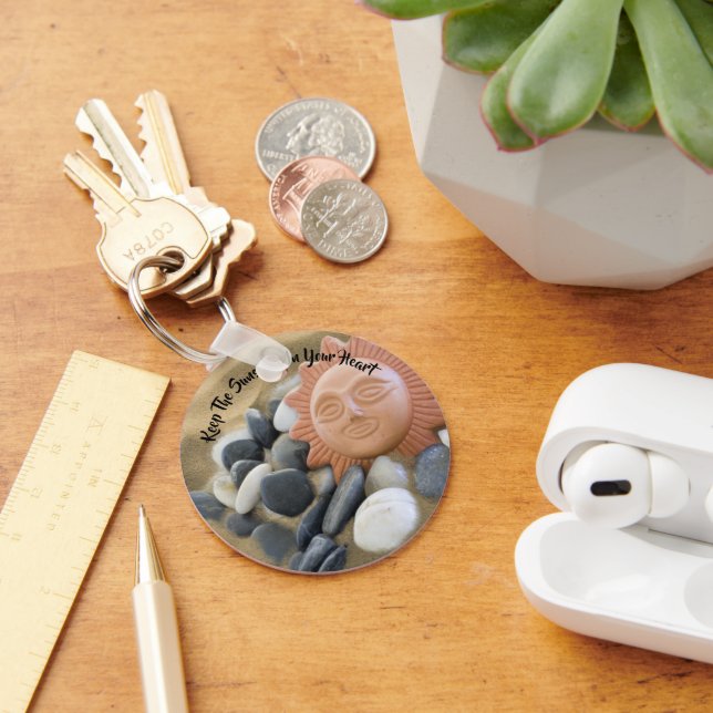 Anpassningsbarna Beach Theme Terra Cotta Sol, Sand Nyckelring (Skrivbord)