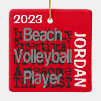 Anpassningsbarna Beach Volleyball Player Extraordi Julgransprydnad Keramik