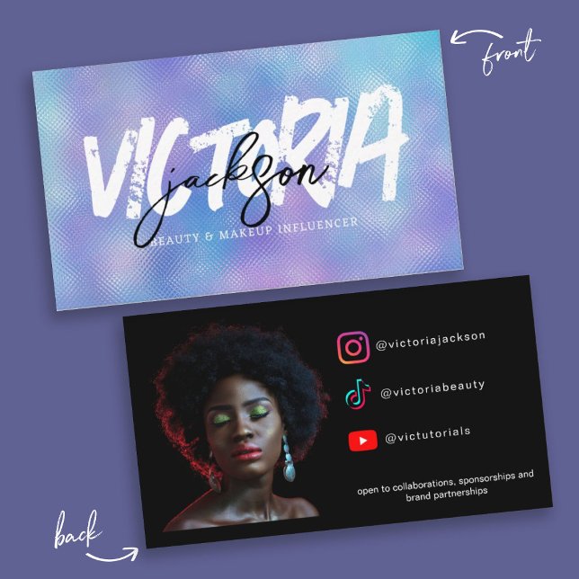 Anpassningsbarna Beauty Makeup Influencer Faux Iri Visitkort (Skapare uppladdad)