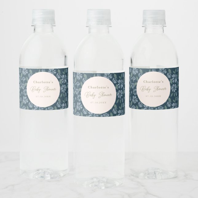 Anpassningsbarna Bebisdusch för Blommigt av nyans  Vattenflaskor Etikett (Flaskor)