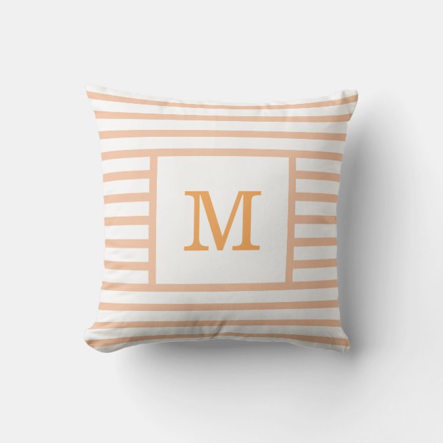 Anpassningsbarna Beige och White Rand Monogram Bom Kudde (Framsida)