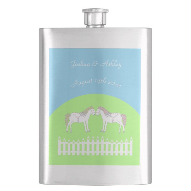 Anpassningsbarna Bevackra White Bröllop Horses Fickplunta (Framsidan)