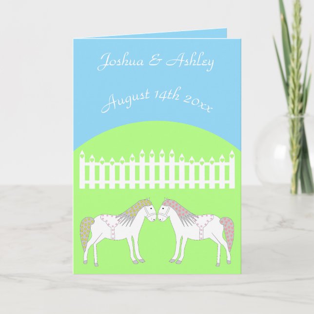 Anpassningsbarna Bevackra White Bröllop Horses Kort (Framsida)