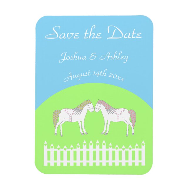 Anpassningsbarna Bevackra White Bröllop Horses Magnet (Vertikal)