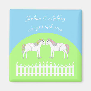 Anpassningsbarna Bevackra White Bröllop Horses Magnet