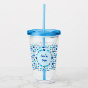 Anpassningsbarna Blå Pojke Butterflies och Flowers Take Away Mugg