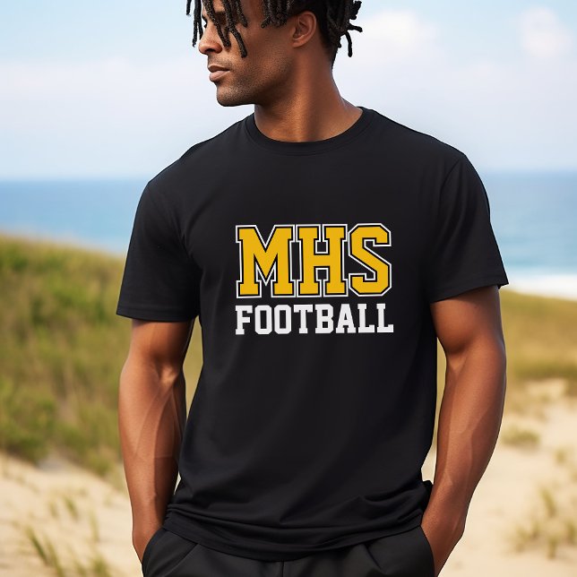 Anpassningsbarna Black and Guld School Spirit Foot T Shirt (Skapare uppladdad)
