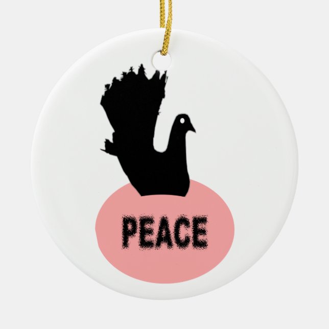 Anpassningsbarna Black and Rosa Peace Dove Julgransprydnad Keramik (Framsidan)
