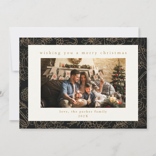 Anpassningsbarna Black & Guld, fotoportet Helgdag  Julkort (Framsida)