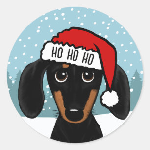 Anpassningsbarna Black och Tan Dachshund Santa Cut Runt Klistermärke
