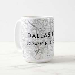 Anpassningsbarna Black & White Dallas Texas Karta  Kaffemugg