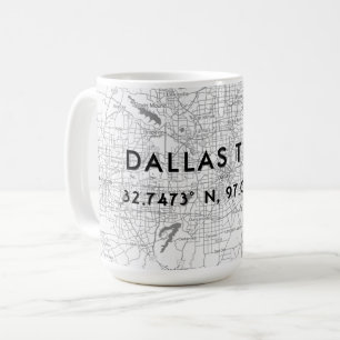 Anpassningsbarna Black & White Dallas Texas Karta Kaffemugg