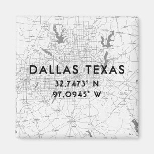 Anpassningsbarna Black & White Dallas Texas Karta  Magnet