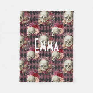Anpassningsbarna blommigt Skull Fleecefilt