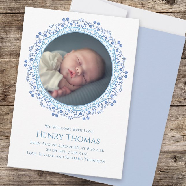 Anpassningsbarna Blue Baby Photo Cute Blommigt (Skapare uppladdad)
