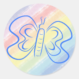 Anpassningsbarna Blue Butterfly Rainbow Watercolor Runt Klistermärke