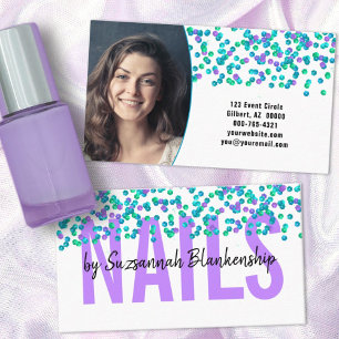 Anpassningsbarna Blue Lila Sequins Large Text NAGE Visitkort