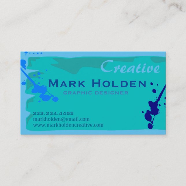 Anpassningsbarna Blue Paint Stänk Artist Designer Visitkort (Framsida)