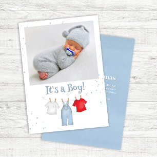 Anpassningsbarna Blue Pojke Photo Clothesline Meddelande