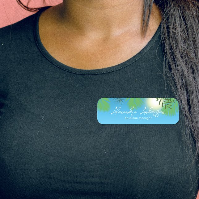 Anpassningsbarna Blue Tropical Summer Himlar Moder Namnbricka (Skapare uppladdad)